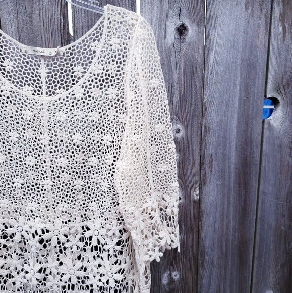 marci Tops - Marci cream crocheted blouse